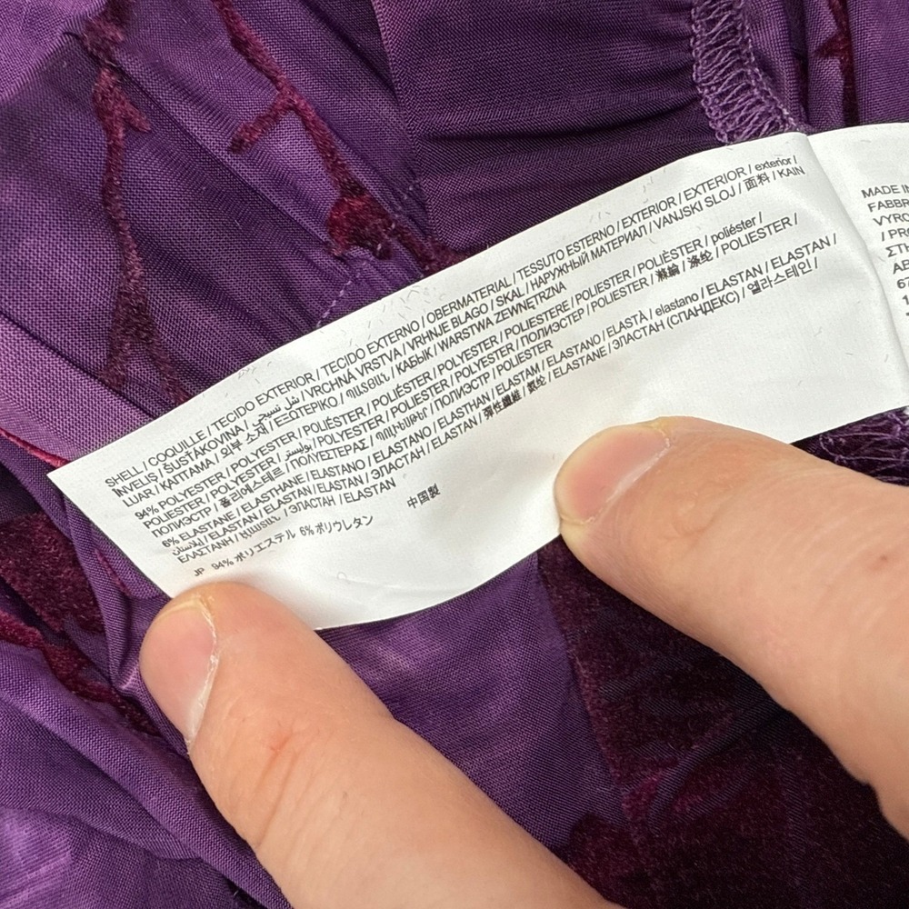 DESIGUAL Purple Floral Devore Burnout Velvet Flared Fluid Pants Size S - Picture 6 of 8
